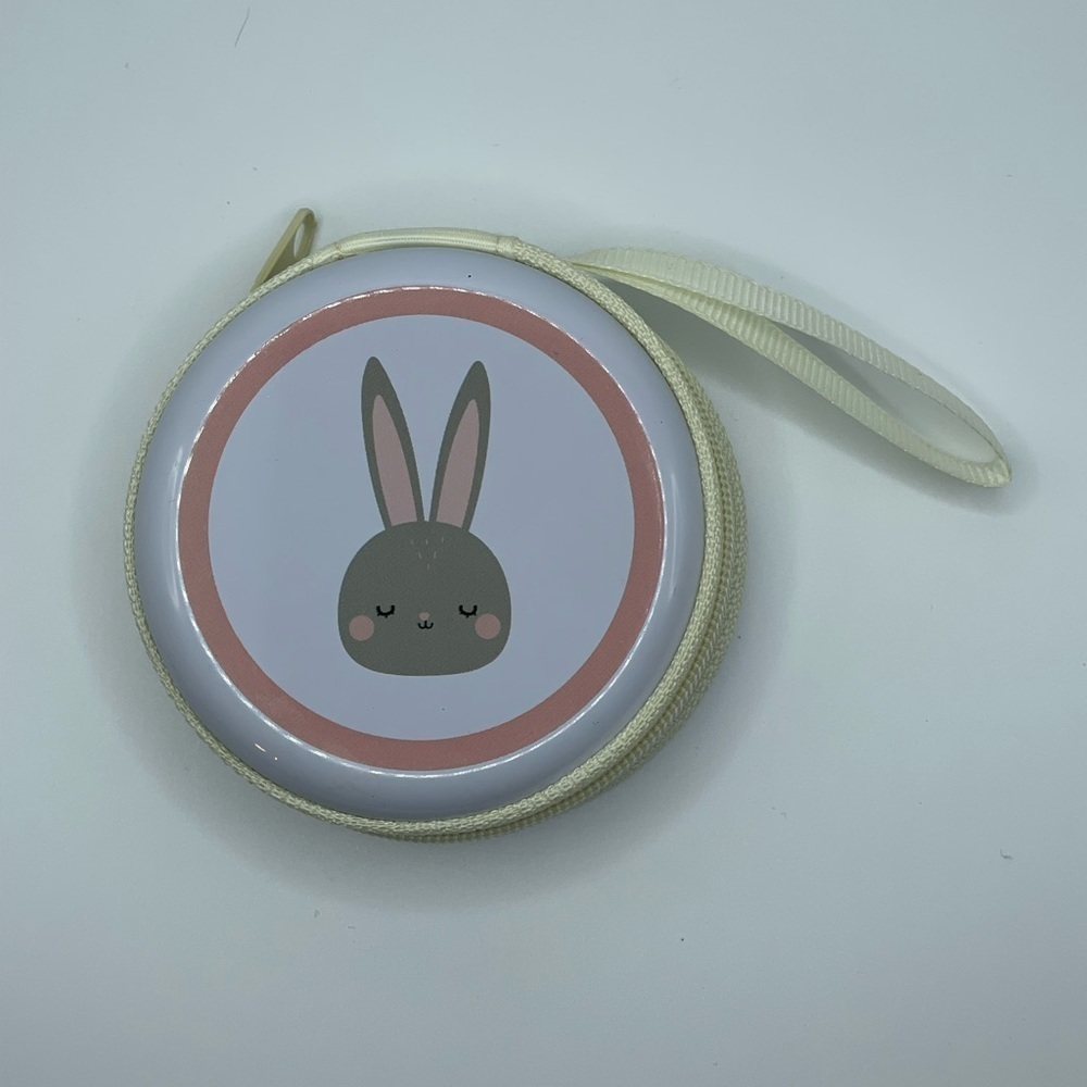 Bunny Rabbit 🐰 Mini Zipper Around Storage Container For Pacifier NWOT - Picture 2 of 4